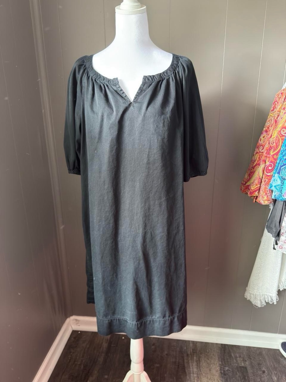 Merona Black Midi Peasant Dress